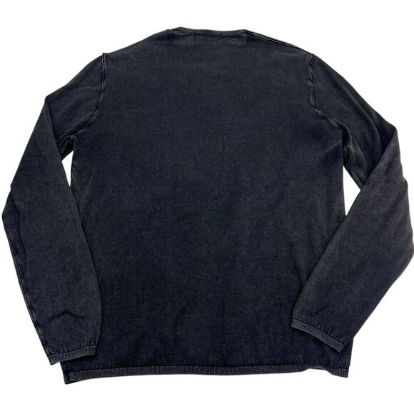John Varvatos Mens Black Acid Wash Burnout Elbow Patch Cotton Sweater Sz L - Picture 4 of 10